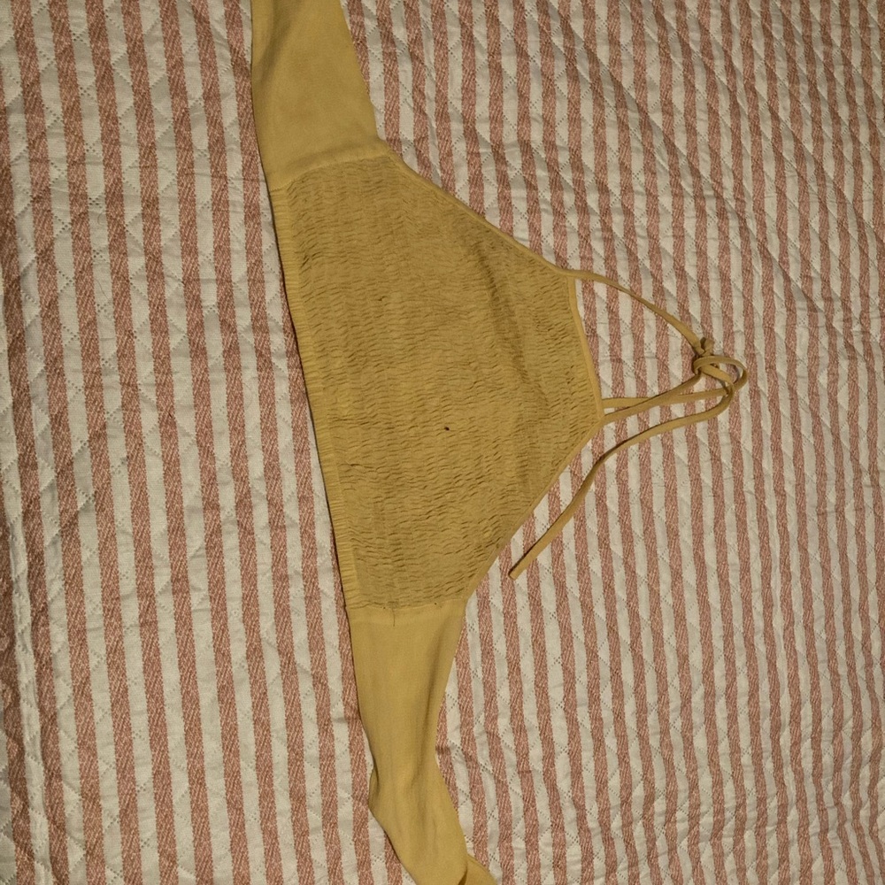 Yellow wrap around halter top